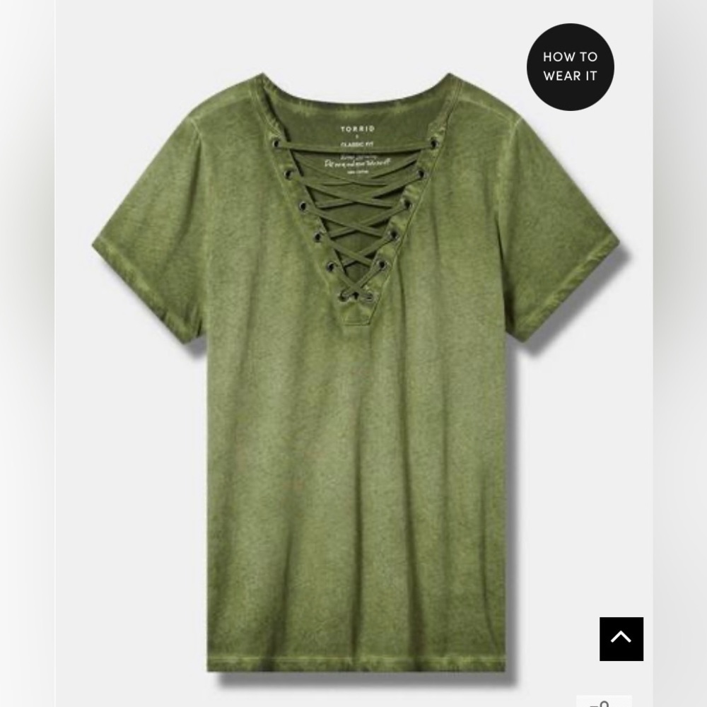 Torrid Vintage Cotton Jersey Crew Neck Lace Up Tee Size 4X